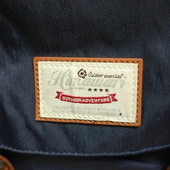 Himawari | Backpack | Navy and Beige | Brushed Silver Accents | Gently worn - Picture 3 of 12